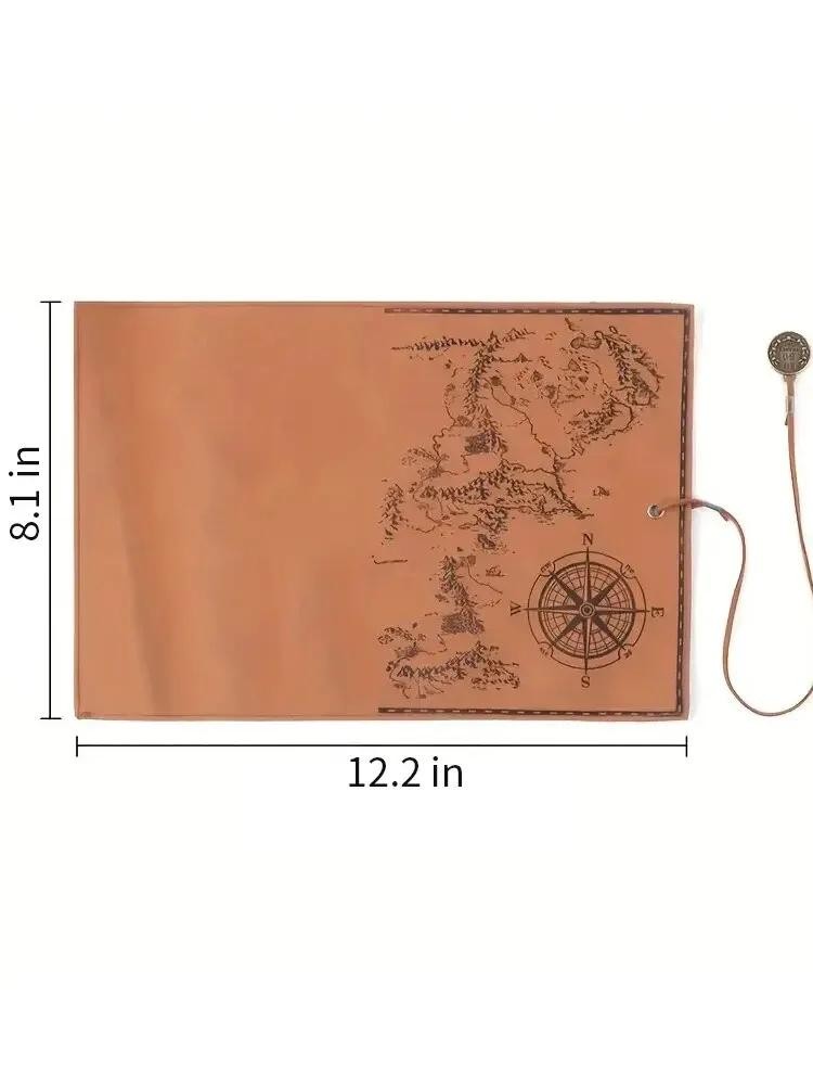 1pc Creative Treasure Map Retro Pencil Case Leather Large Capacity Roll Pencil B