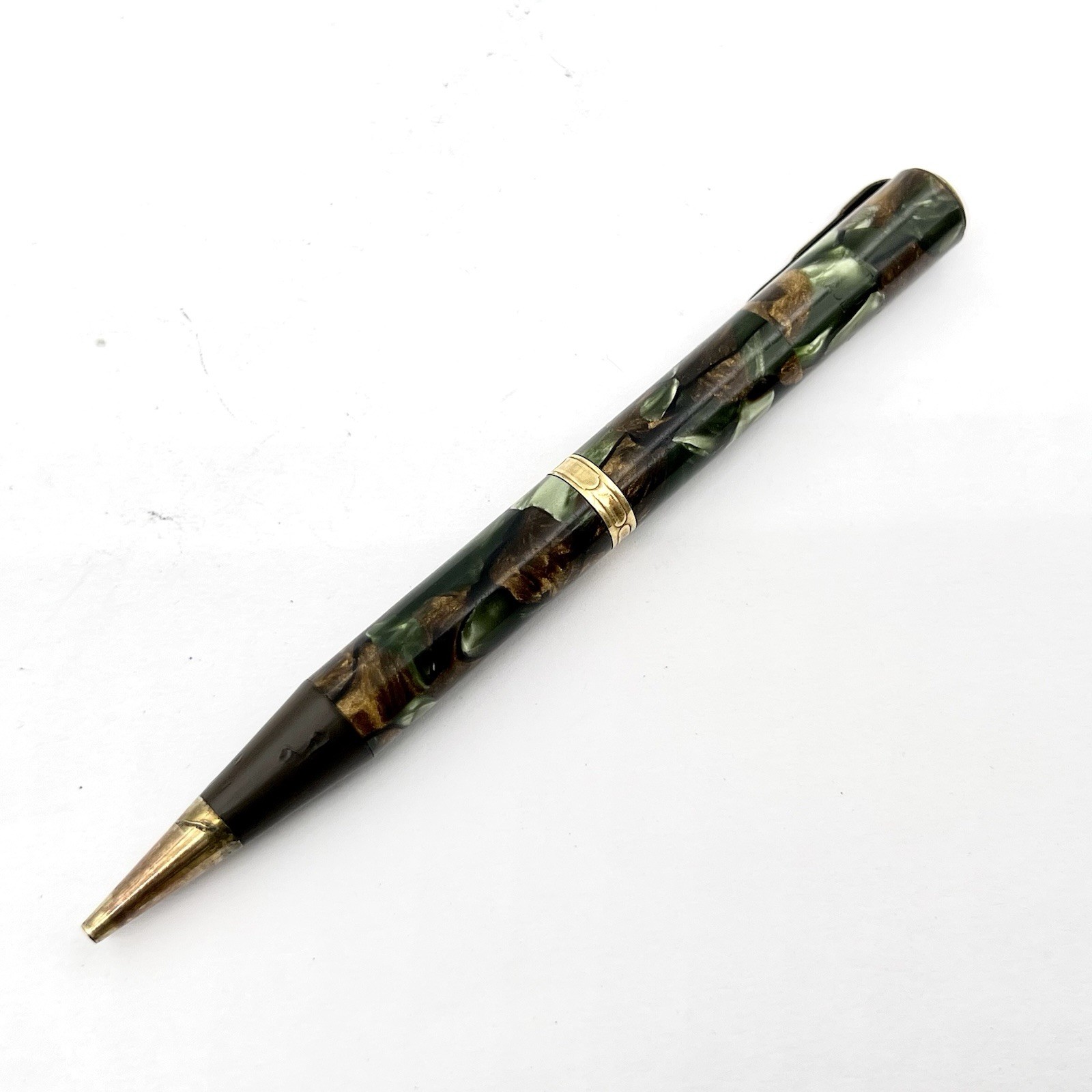 Waterman Lady Patricia Mechanical Pencil 4.25″ 1.1mm Green Bronze Gold Trim