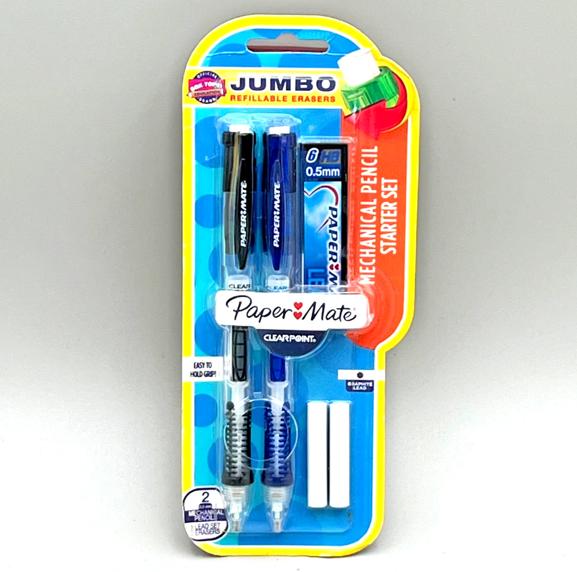 Paper Mate Clearpoint Mechanical Pencils 0.5mm, 2 Count, 2 Colors Black & Blue