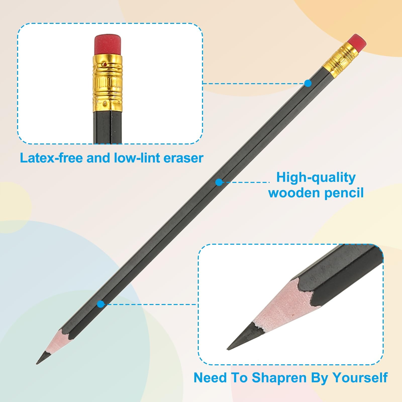 PATIKIL Erasable Colored Pencils, 24 Pcs Oil Color Pencils with Erasers Black