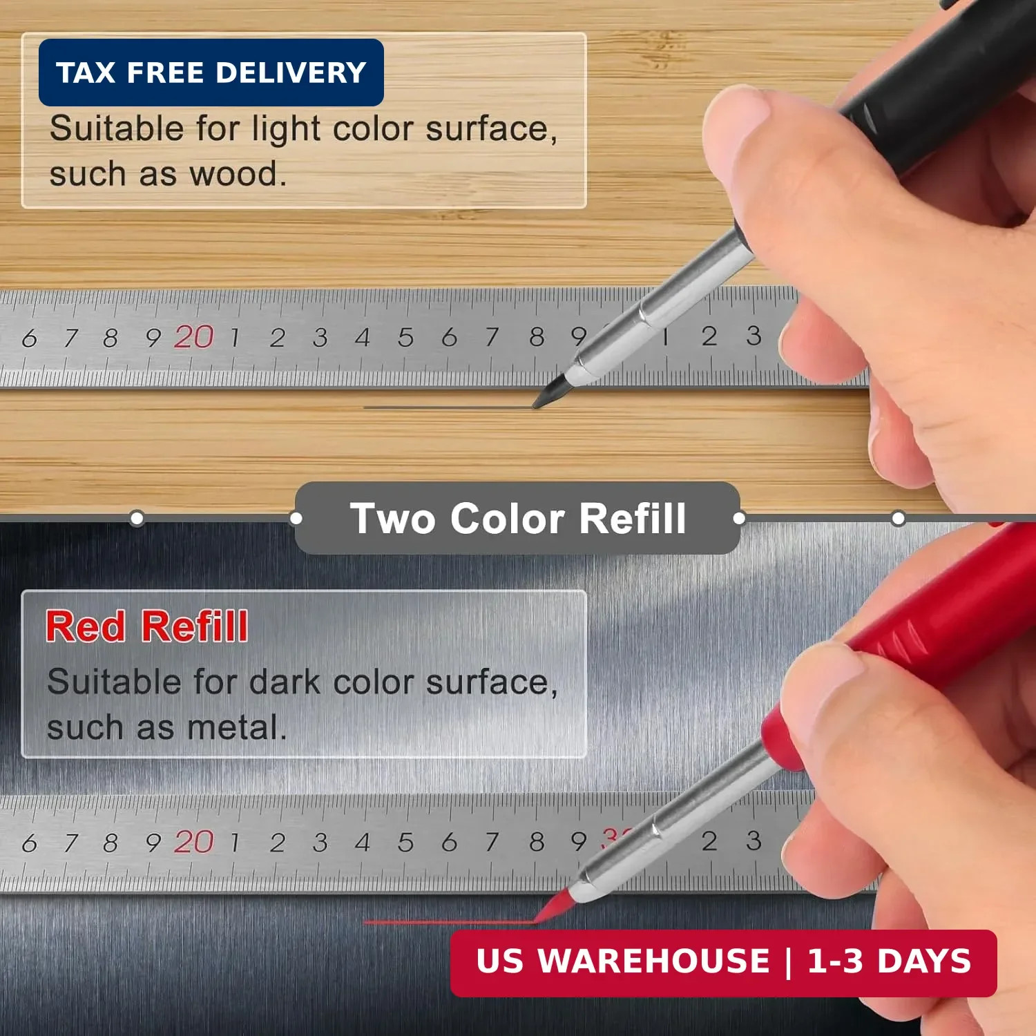 2 Pack Carpenter Pencils Mechanical Pencils with 12 Refills, Construction Pencil