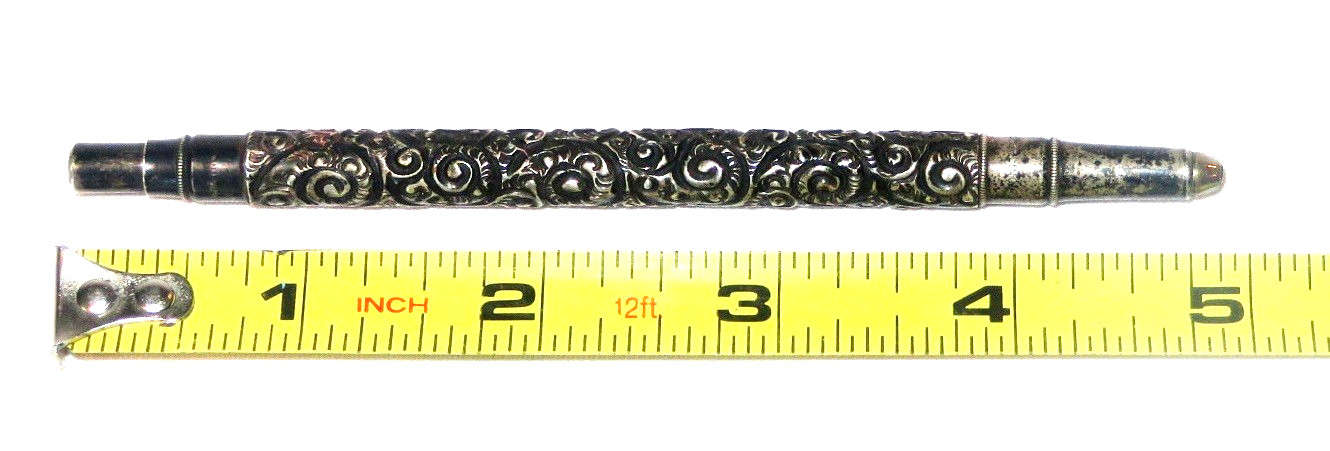Antique Sterling Silver Ornate Mechanical Pencil 1800’s Filigree Detailed – NICE