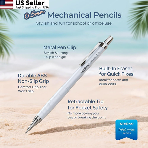 Nicpro Cute Mechanical Pencil Set, 4PCS 0.5mm Pastel Drafting Pencils