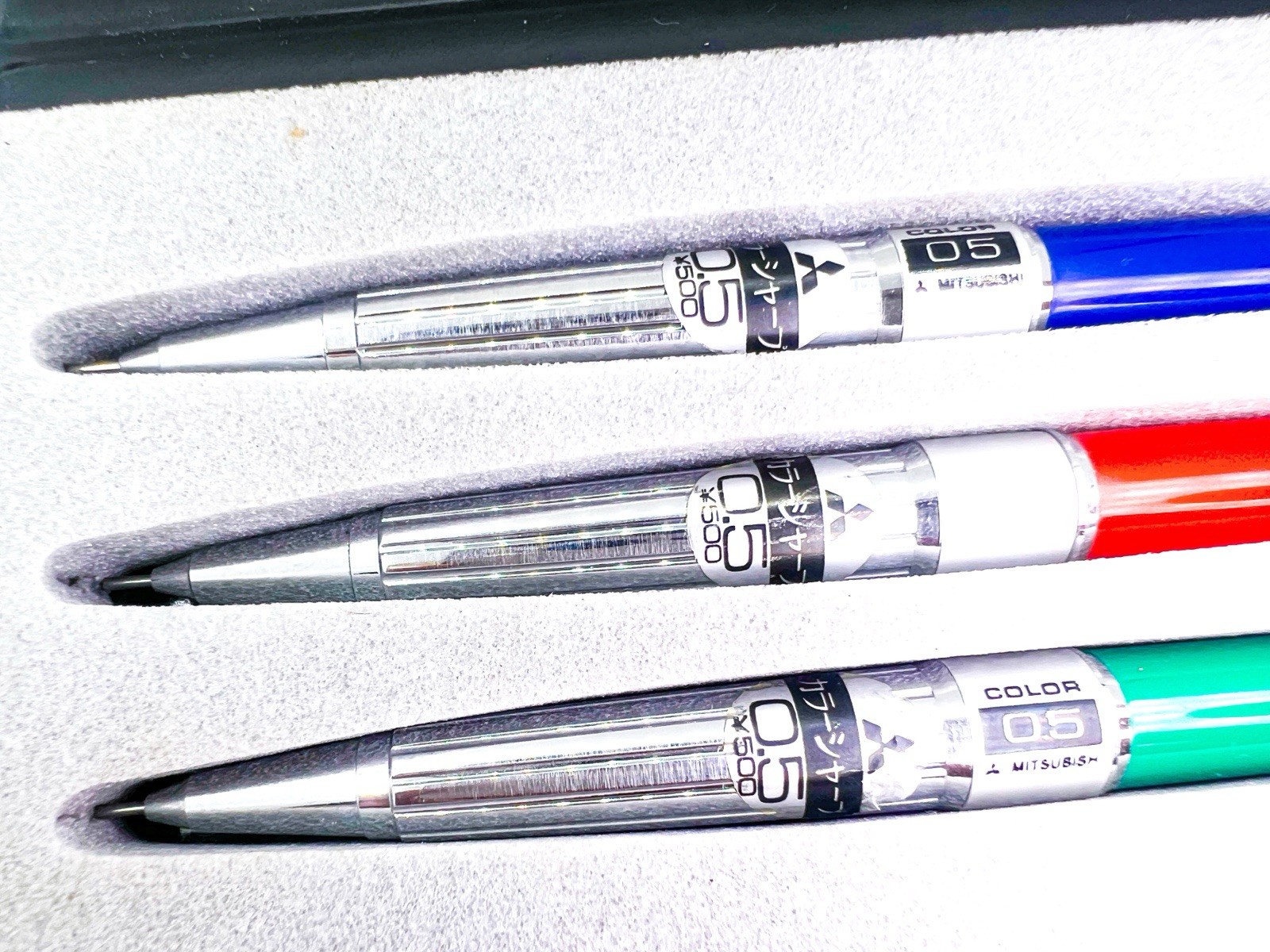 Vintage MITSUBISHI 0.5mm 3 pcs color mechanical pencil set with box