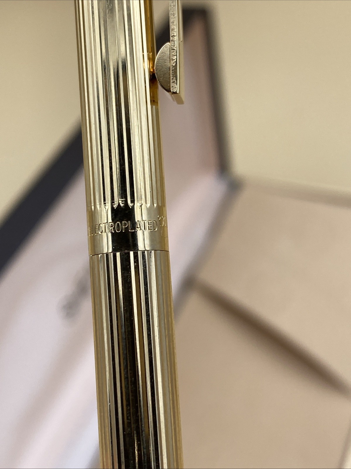 Vtg Sheaffer Gold Electroplated White Dot Mechanical Pencil Fluted wth Box