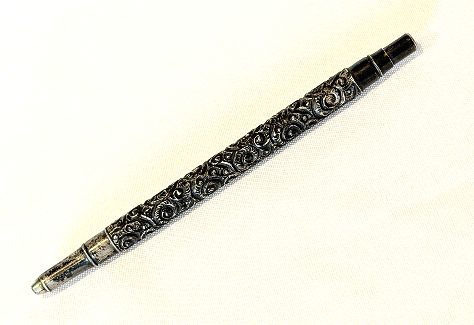 Antique Sterling Silver Ornate Mechanical Pencil 1800’s Filigree Detailed – NICE