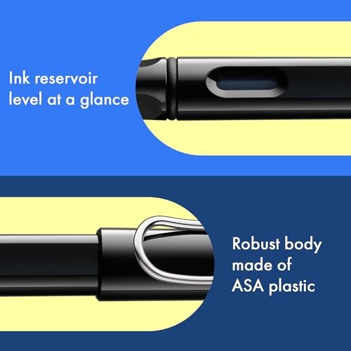 LAMY Safari Shiny Black Fountain Pen – Ergonomic Grip and Polished Steel Nib