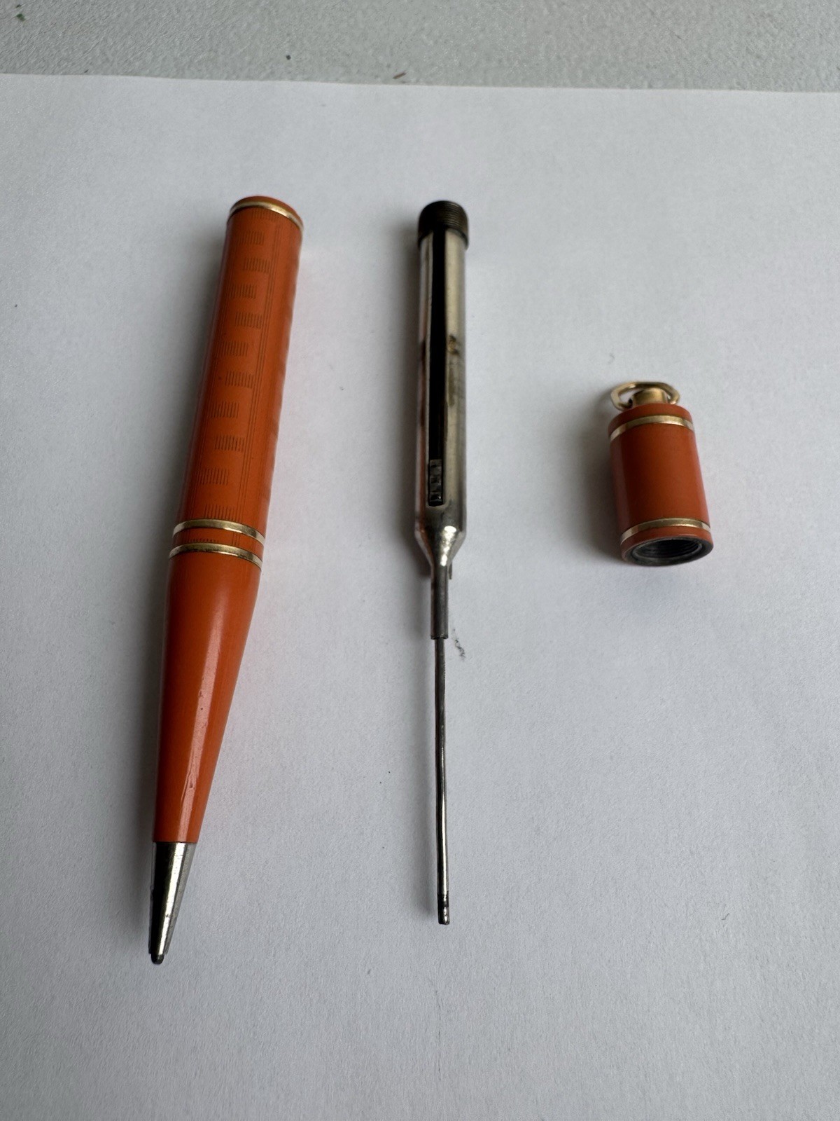 1920’s Wahl Eversharp Orange Mechanical Pencil Gold Filled USA Made Orange
