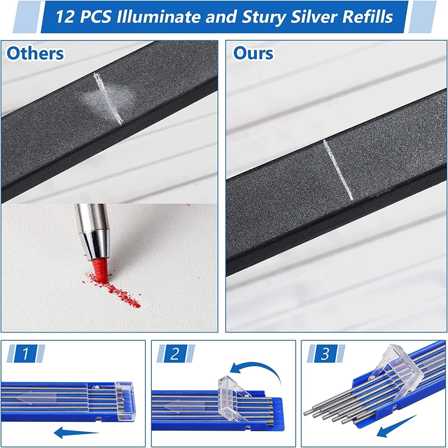 2 Pcs Welders Pencil with 24 Pcs Silver round Refills, Mechanical Pencils Metal