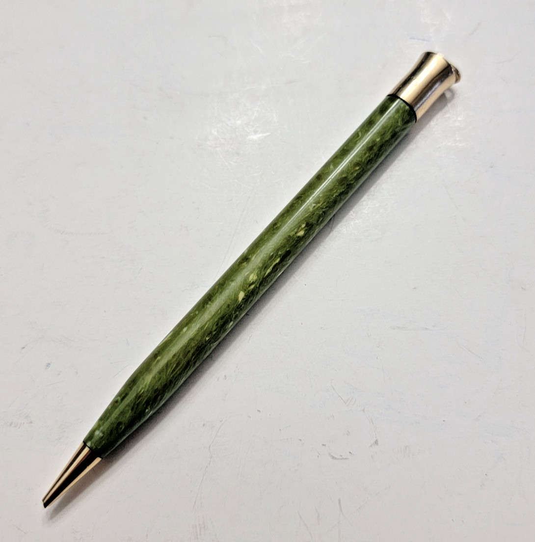 1920s Sheaffer’s Mini Jade Green Ring Top Gold Filled Mechanical Pencil