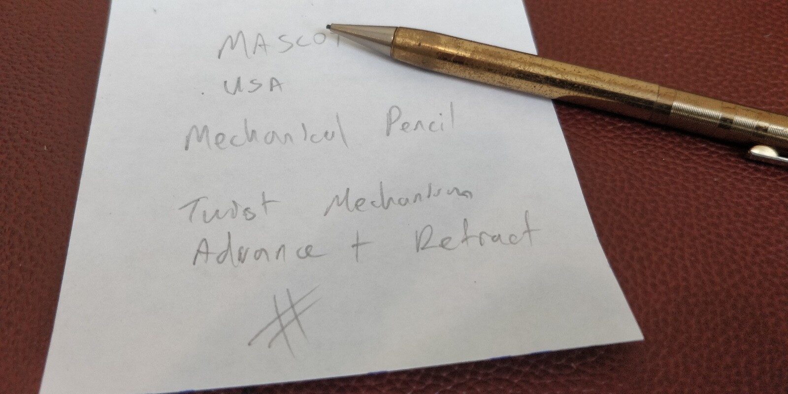 Vintage Gold Plated Mechanical Pencil Stamped Mascot USA