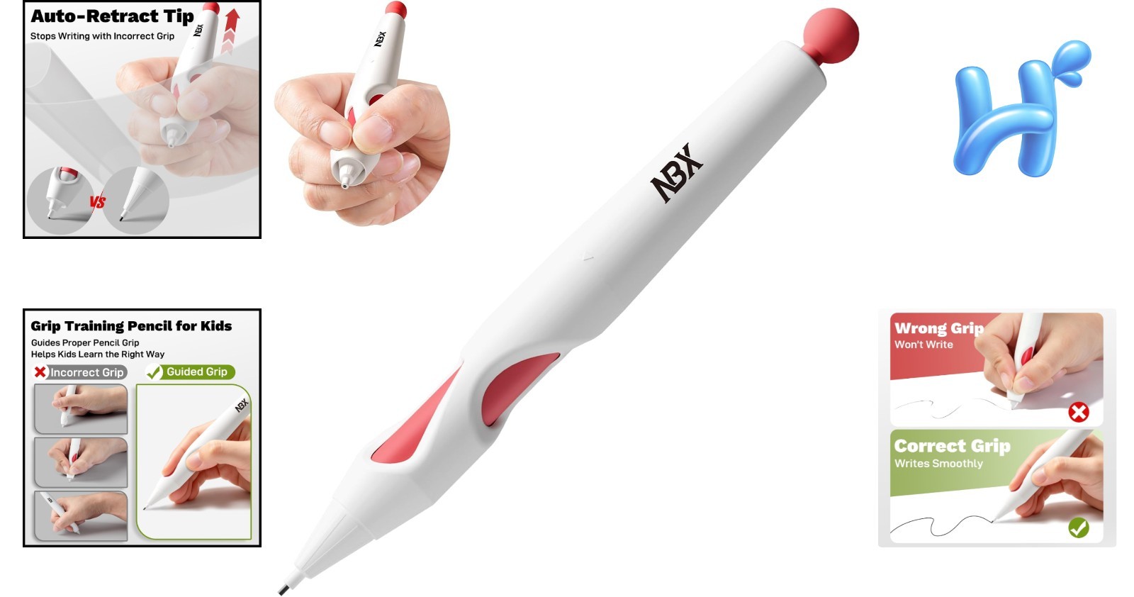 0.9mm Self-Correcting Pencil with Ergonomic Grip for Kid’s Writing Success