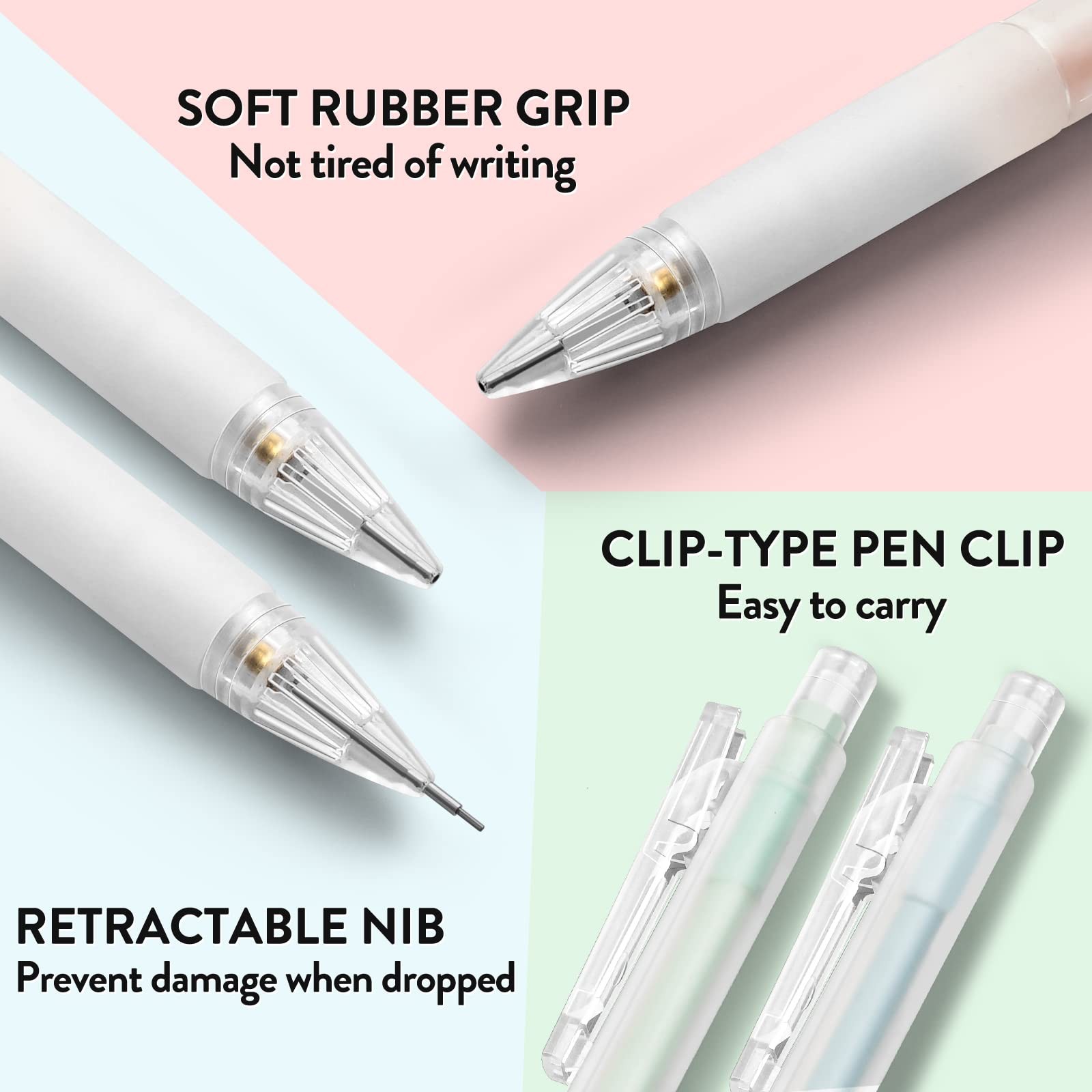 Four Candies Mechanical Pencils – 3PCS Pastel Colourful-0.5MM, Clear