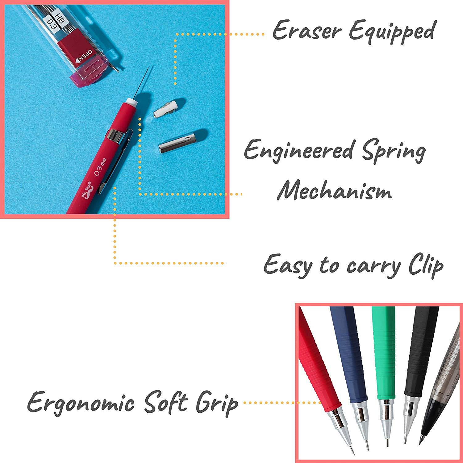 Art Mechanical Pencils Set Metal Drafting Sketching Drawing Pencil Artist Tools