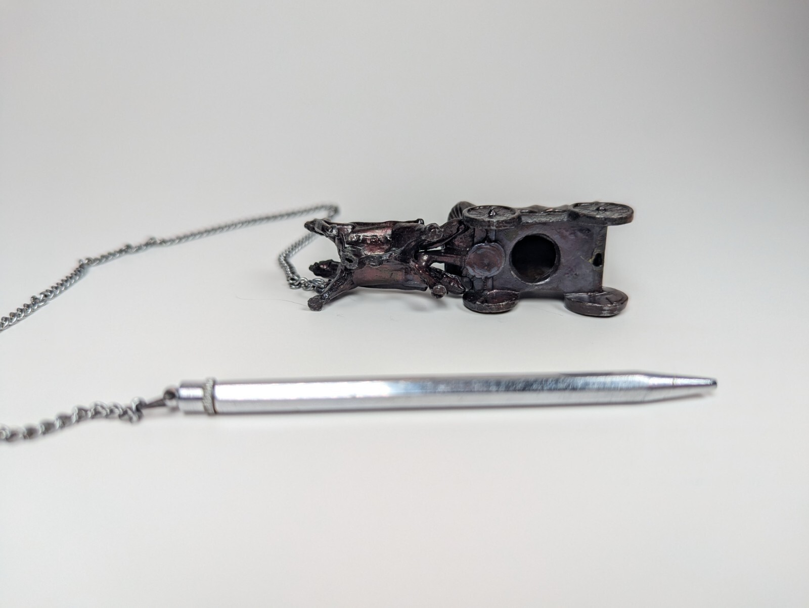 Cast Iron Horses & Wagon Vintage Twist Mechanical Pencil On Chain