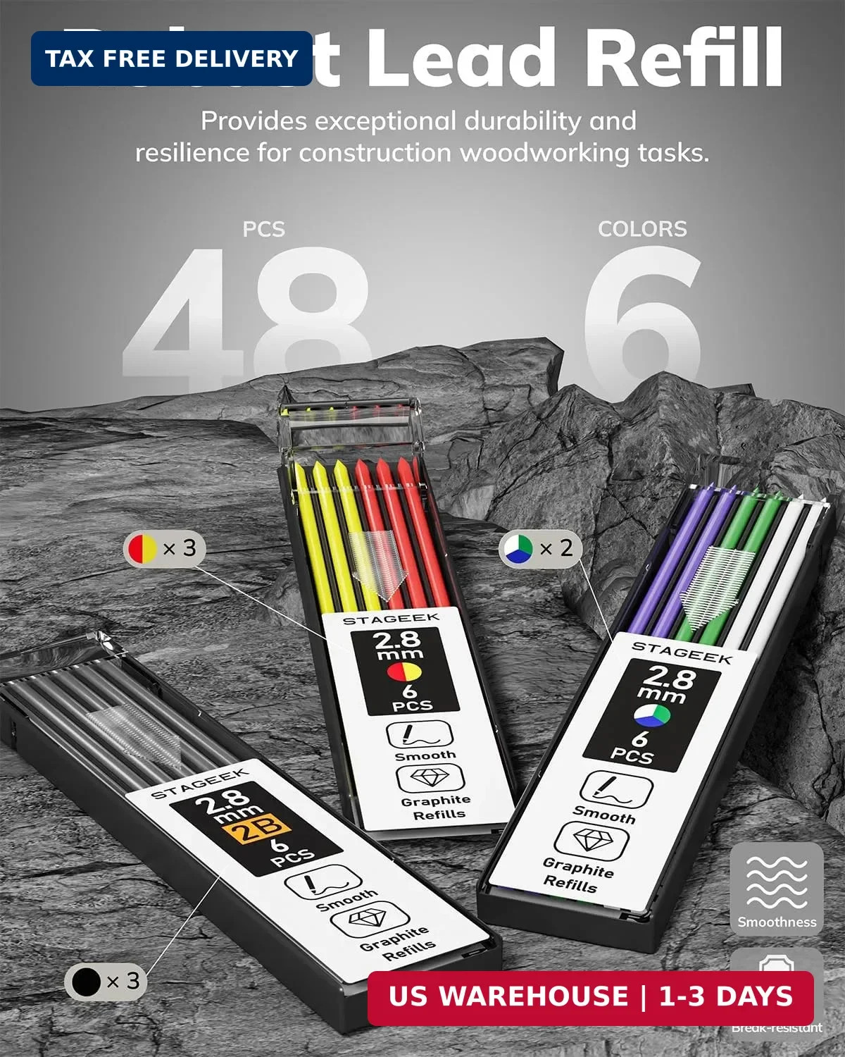STAGEEK 4PCS Carpenter Pencils with Sharpener, Heavy Duty Woodworking Pencils, M