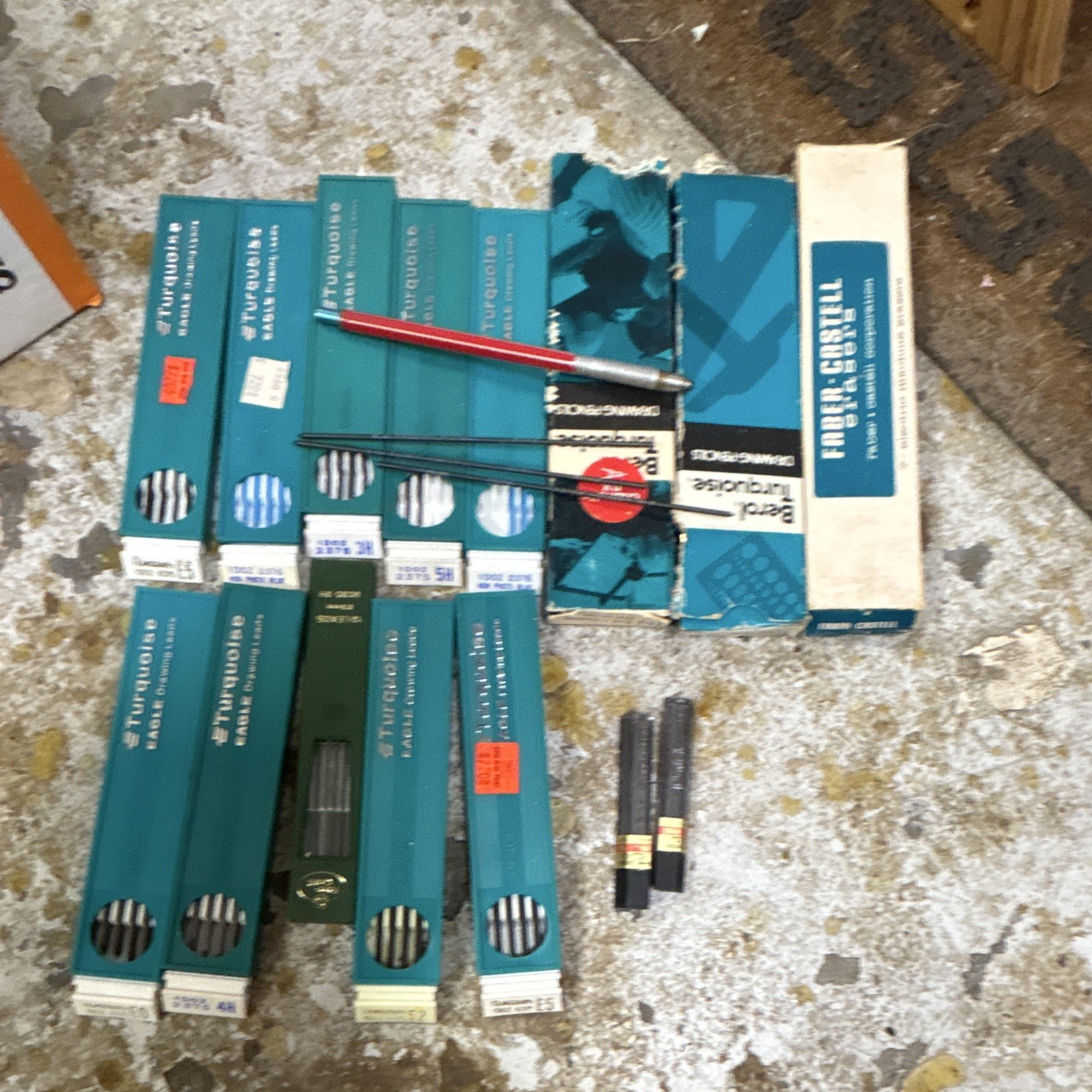 Vintage Eberhard Faber Tri-Venture Drafting Pencil Lead Lot + Rapidograph Techni