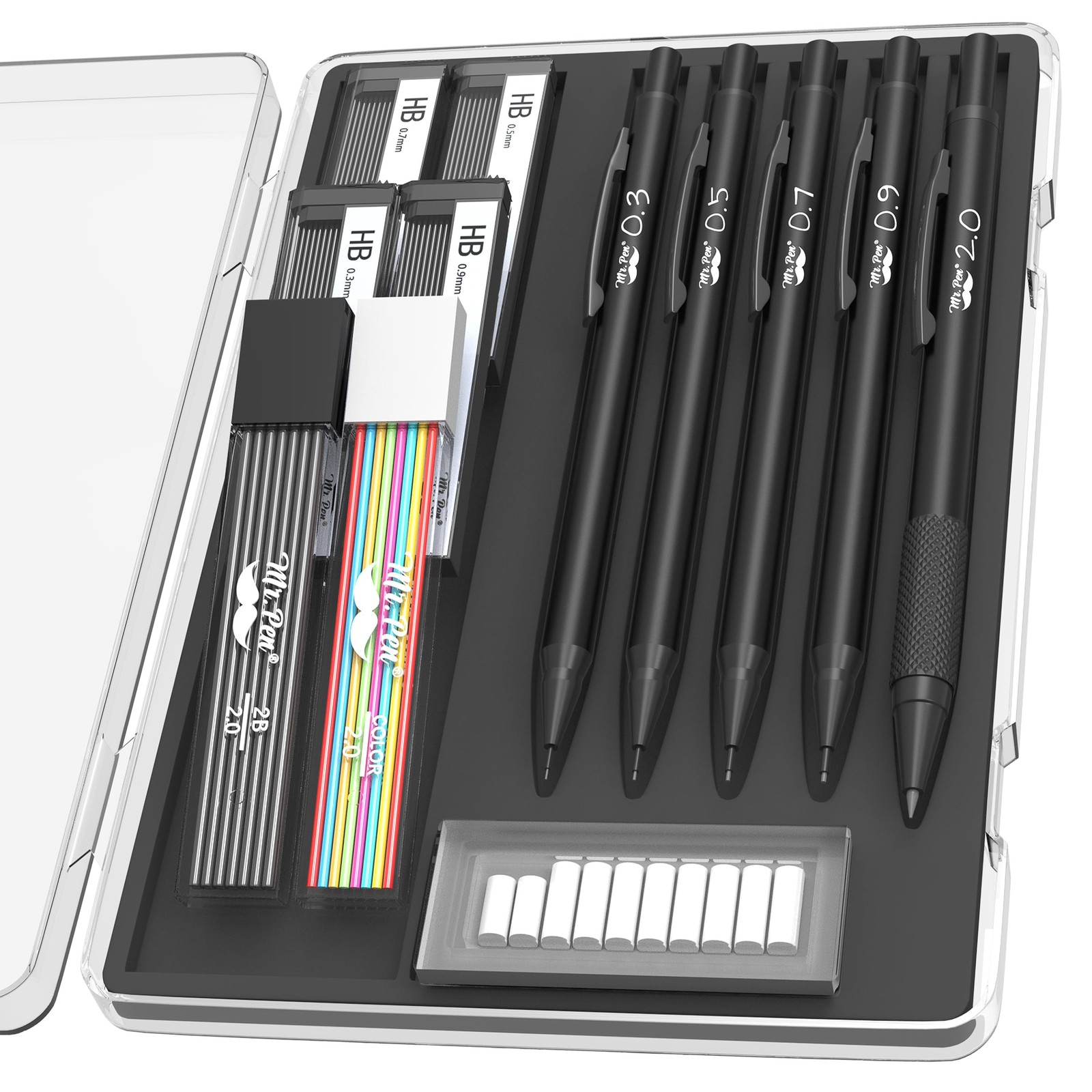 Mr. Pen- Metal Mechanical Pencil Set with Lead and 5 Count (Pack of 1), Black
