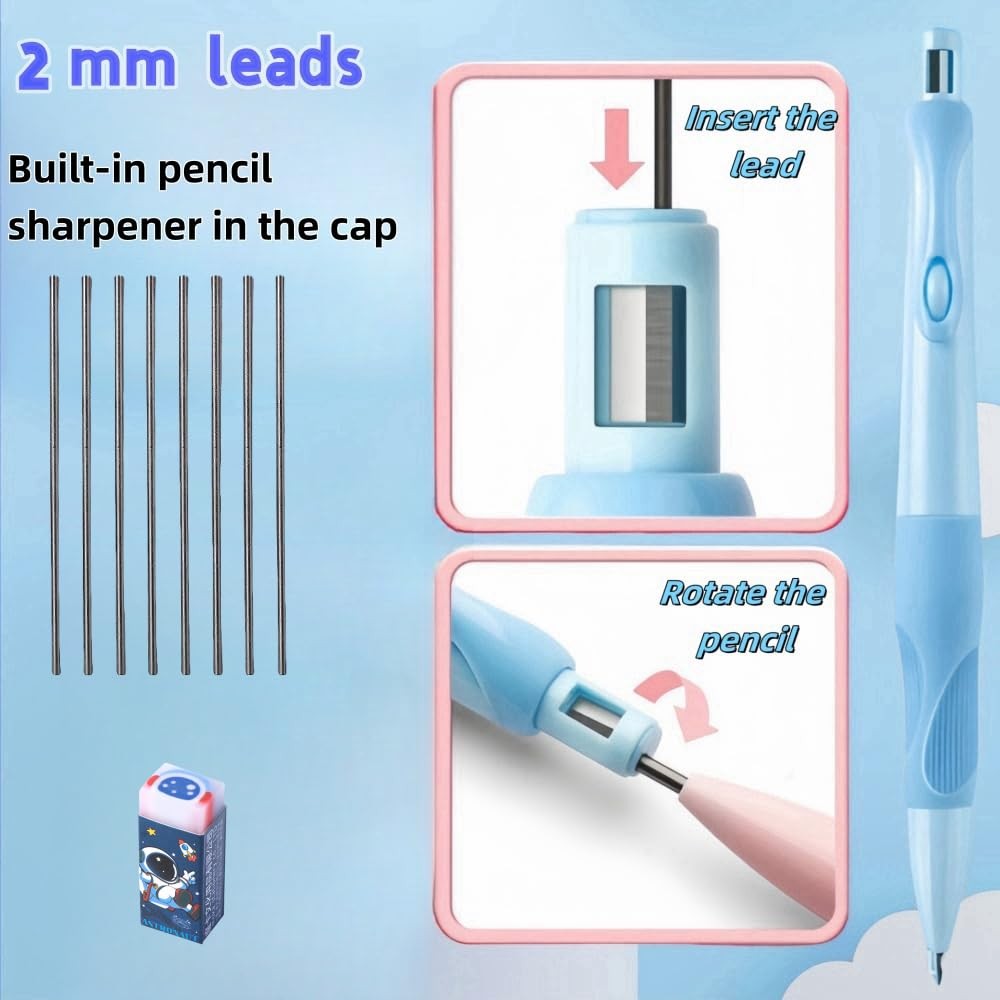 Handwriting thick mechanical pencils with grip 2.0MM HB Pencil for kids with …
