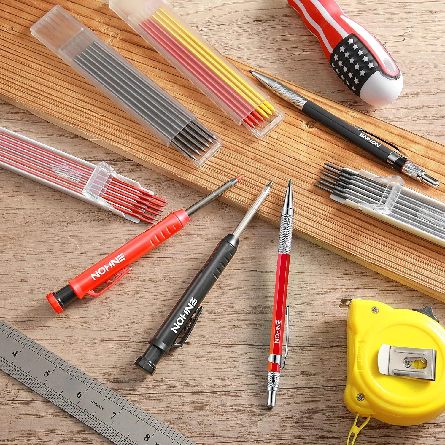 Enhon Mechanical Pencil Set with 4 Carpenter Pencils and 40 Construction Pencil