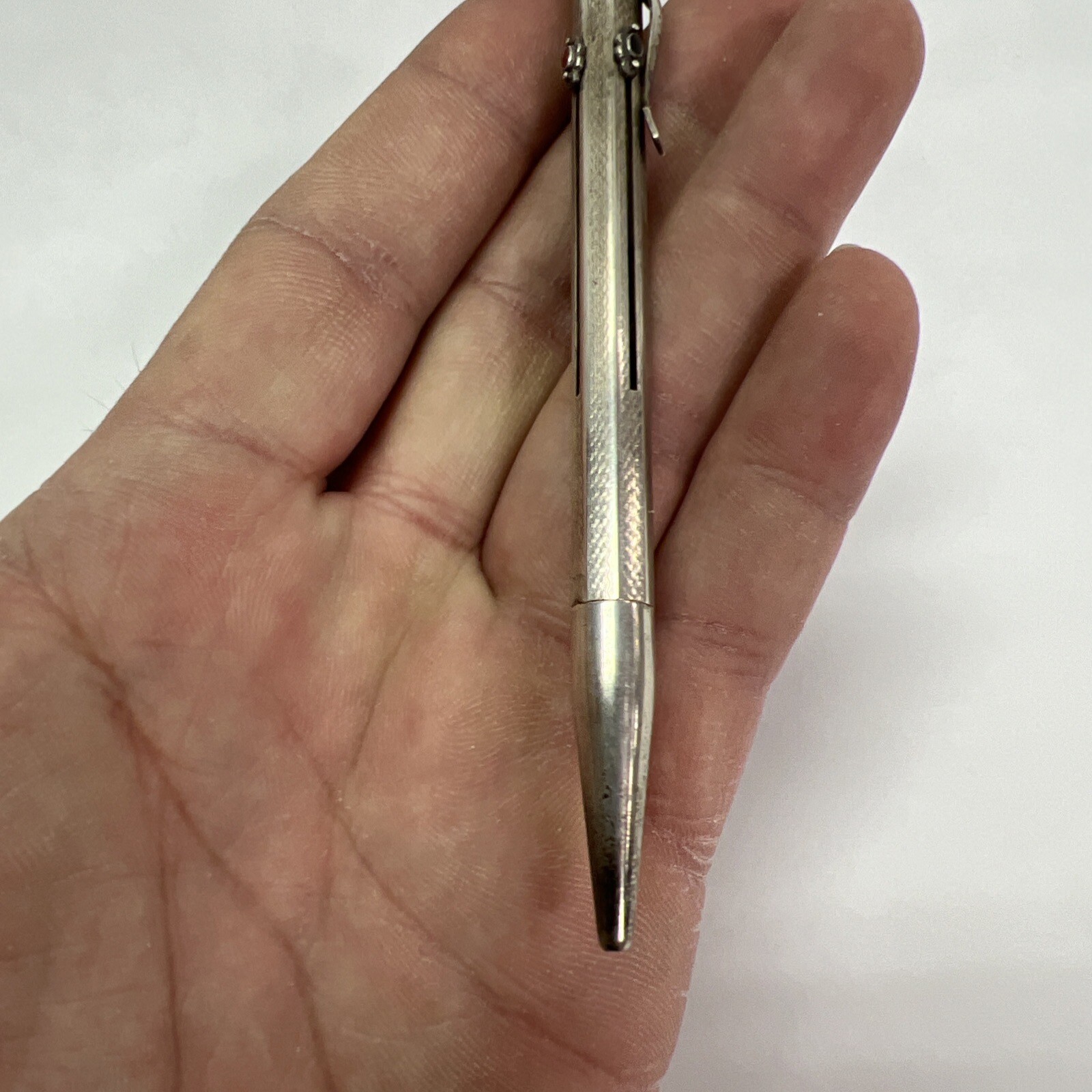 VINTAGE GOLDFINK MECHANICAL 4 COLOR PENCIL 900 SOLID SILVER AND ENAMEL