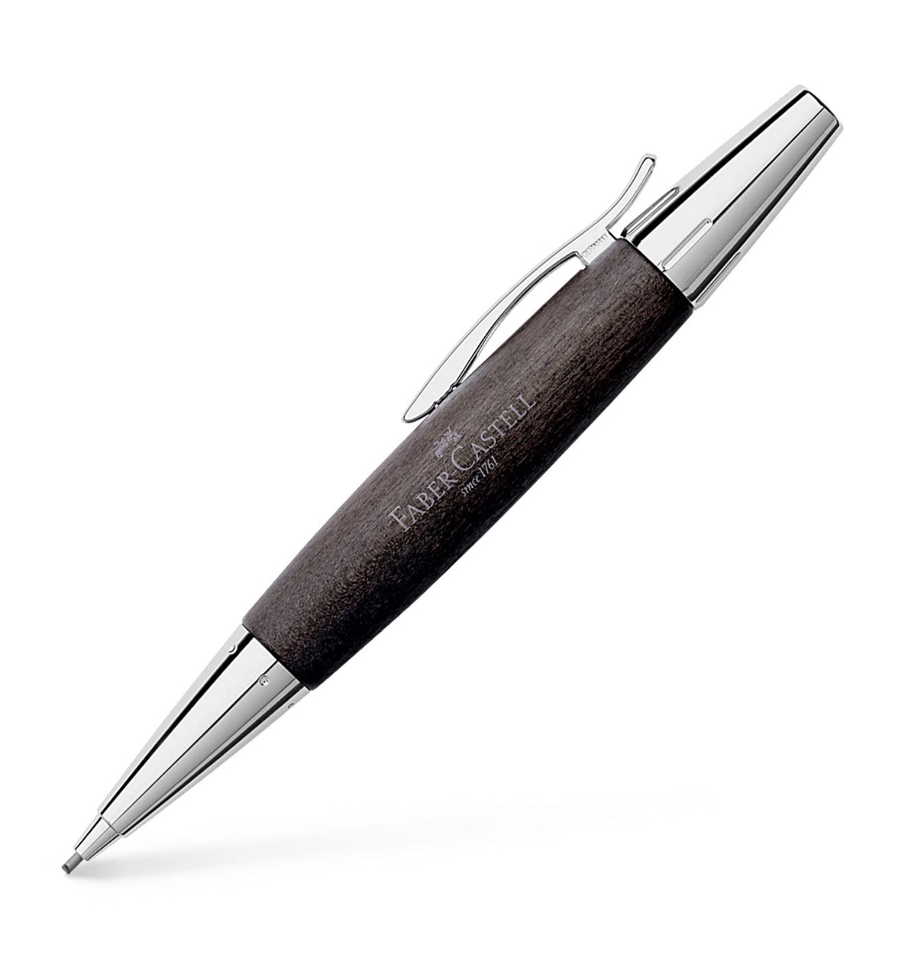 Faber-Castell e-motion Wood and Chrome Mechanical Pencil Pear Tree Black