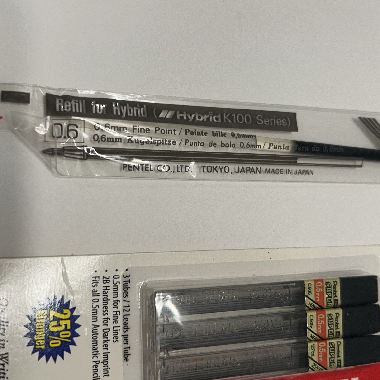 Pentel Lead Refills 0.5mm Hybrid K100 Twist Erase & Clic Eraser Vtg Japan Lot