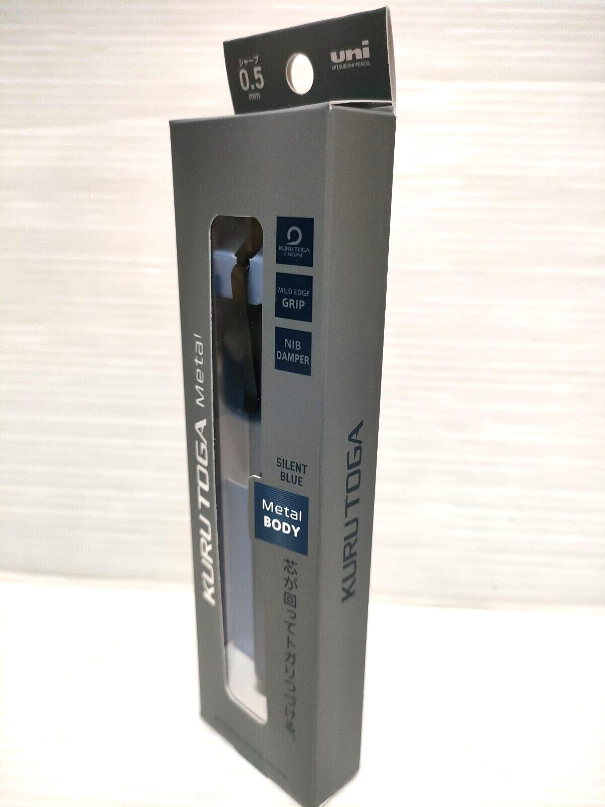 Uni Kuru Toga Metal 0.5mm Mechanical Pencil M5-KH Silent Blue Kurutoga Gift