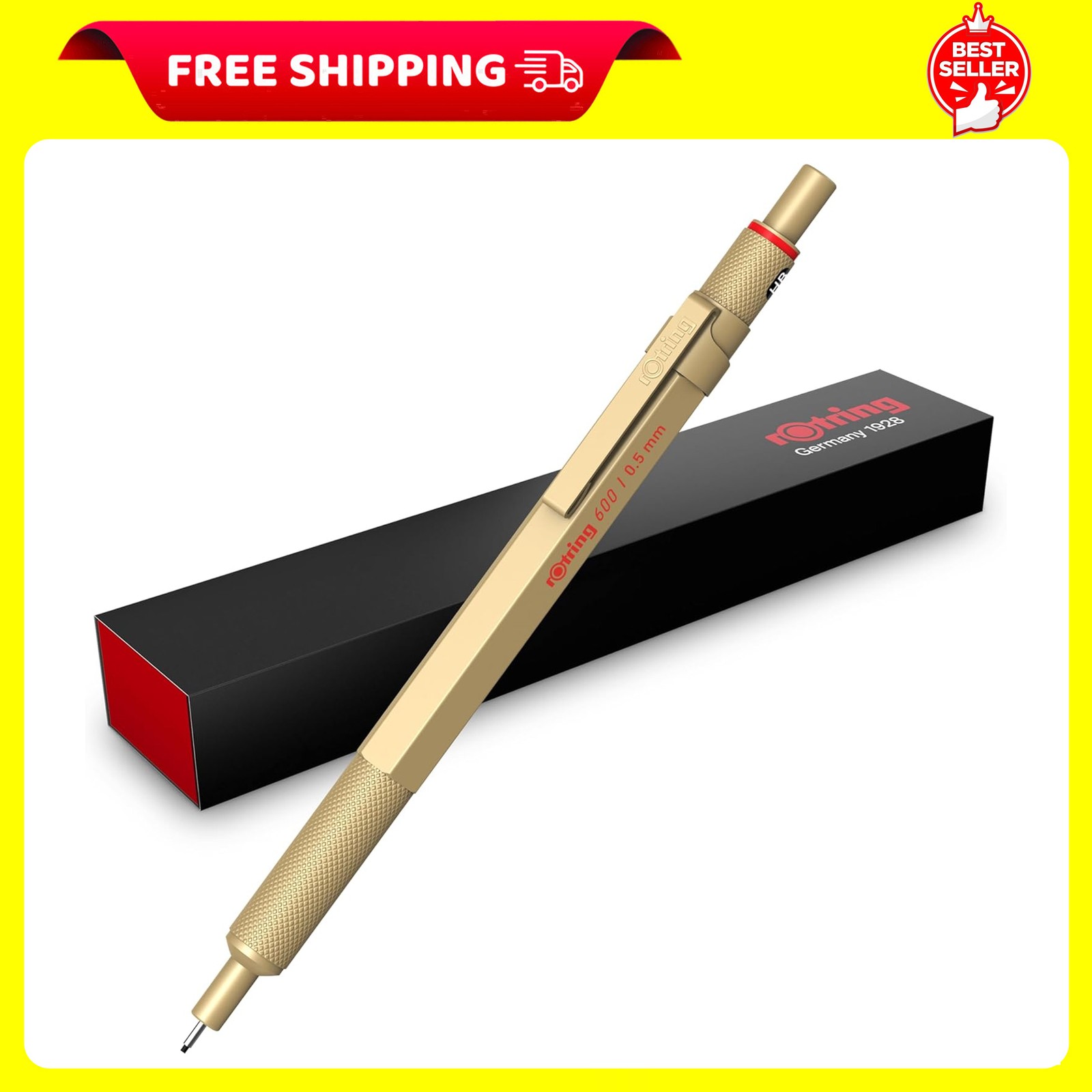 Rotring 600 Mechanical Pencil 0.5Mm Professional Writing Instrument Gold
