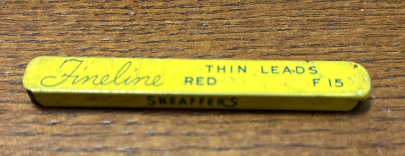 VINTAGE SHEAFFER’S FINELINE THIN LEADS Red F15 Tin,fineline Thick Lead R15