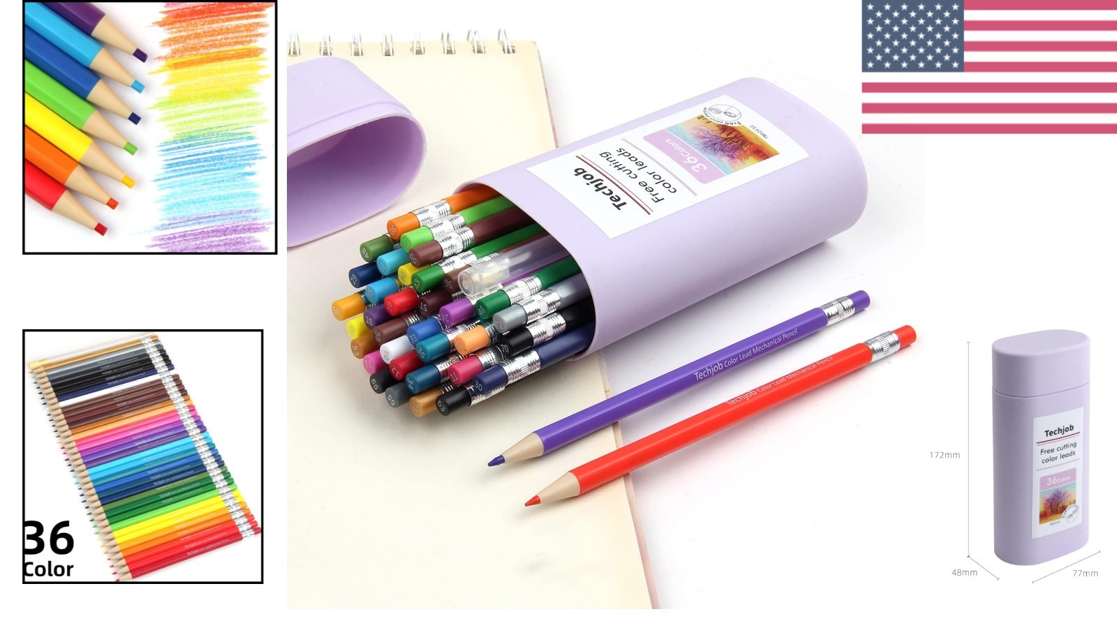 36 Assorted Colored Pencils Set – Includes Sharpener & Protective Case