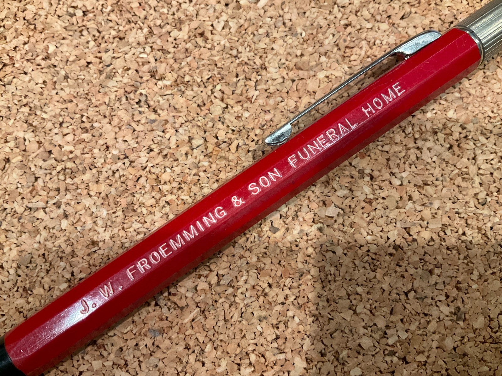 Vintage Autopoint For Real Thin Lead Mechanical Pencil Red funeral Home