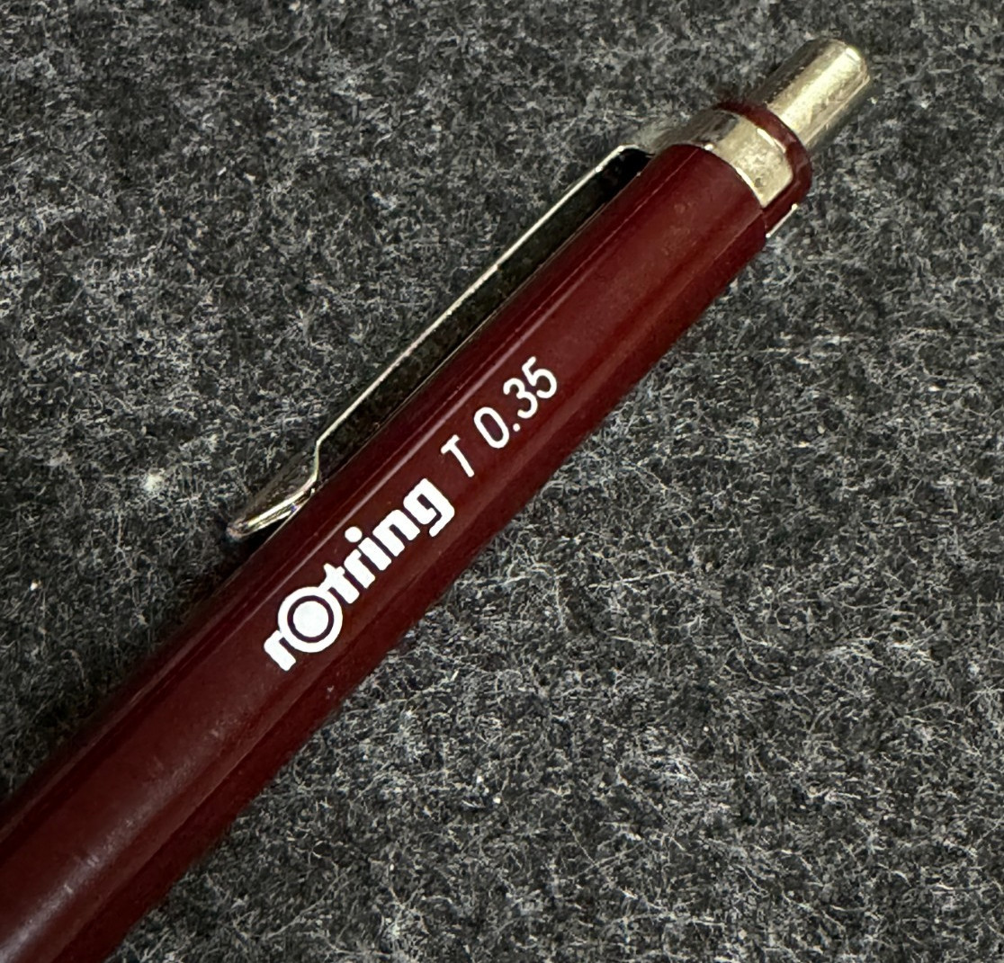 Vintage rOtring T 0.35mm Burgundy Mechanical Pencil Germany NOS
