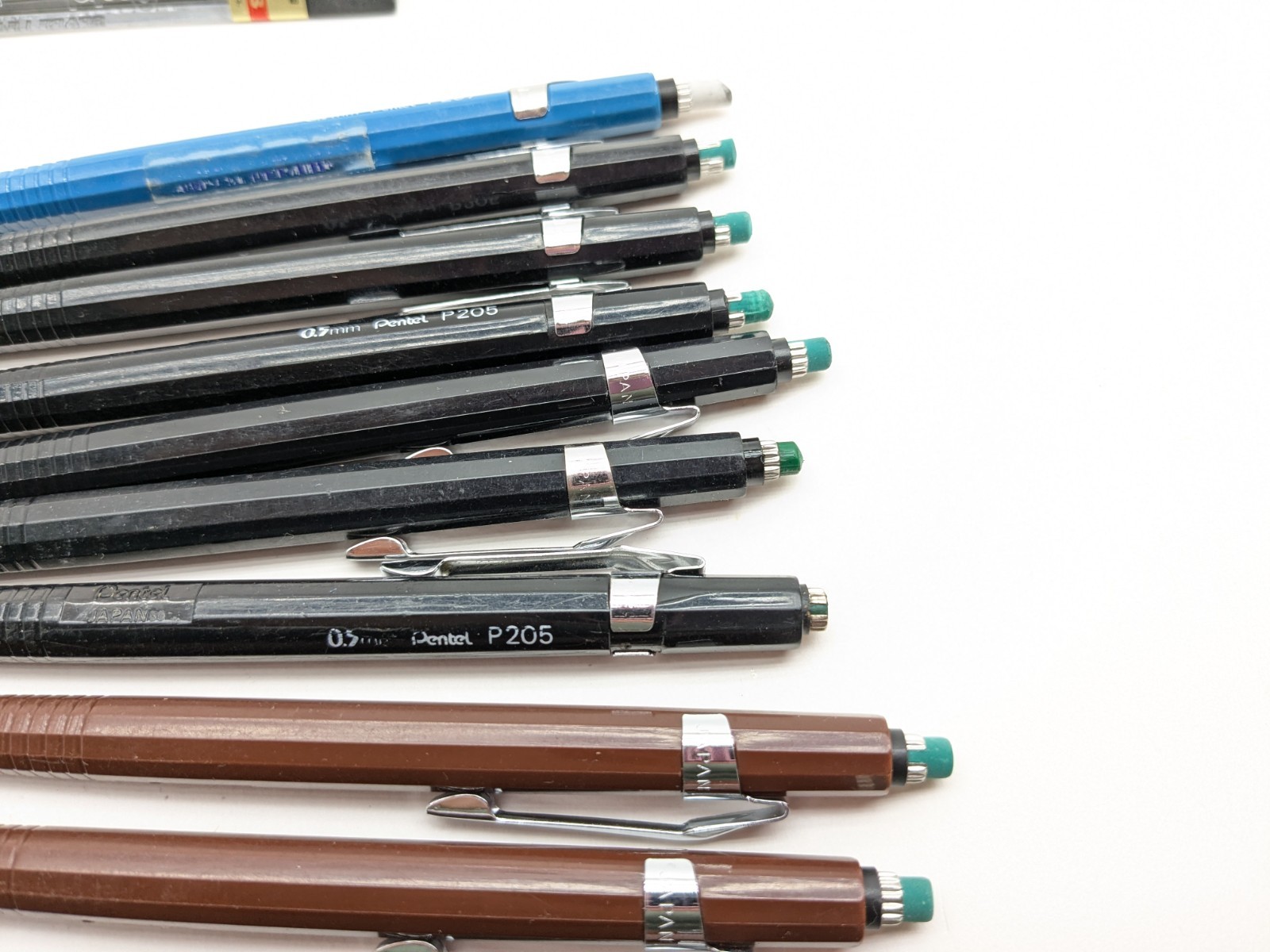 Pentel mechanical pencil p203 Brown 0.3mm Black Pencil p205 05mm lot of 10