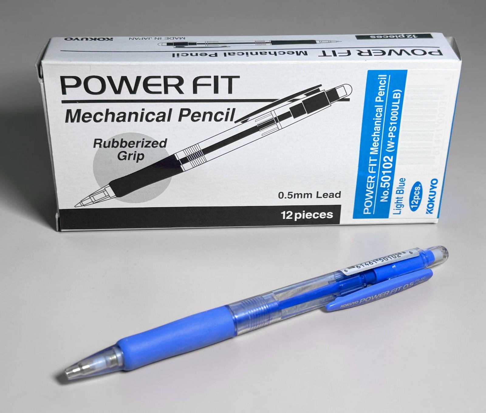 Box Of 12 KOKUYO 0.5mm Lead POWER FIT 50102 Mechanical Pencils -Light Blue – NEW