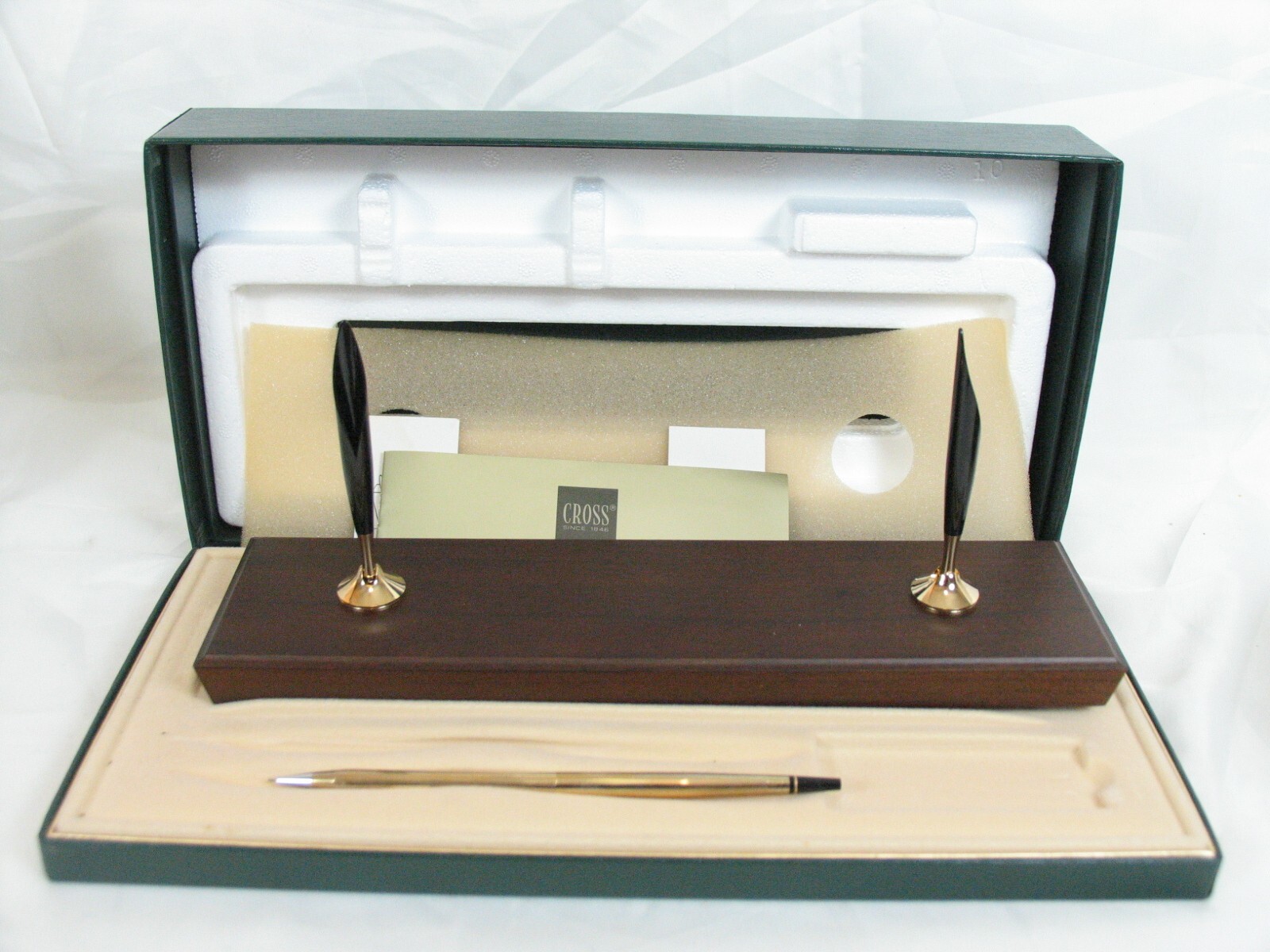 Vintage Cross Pencil w/ Wooden Stand Desk in Box 10K GF