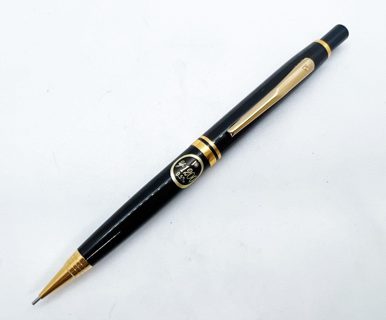 NOS platinum Mechanical Pencil 0.5mm Black Gold Color Fully Functional Japan