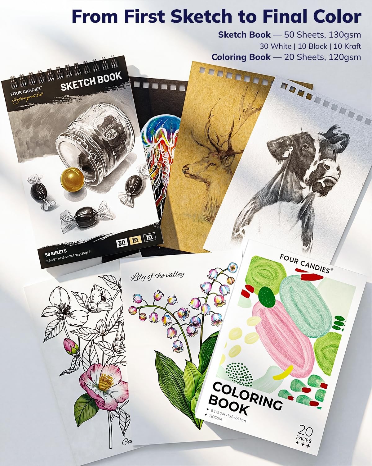 Four Candies 87 Pack Sketching Kit for Artist Gifts, Art Supplies, Multicolor