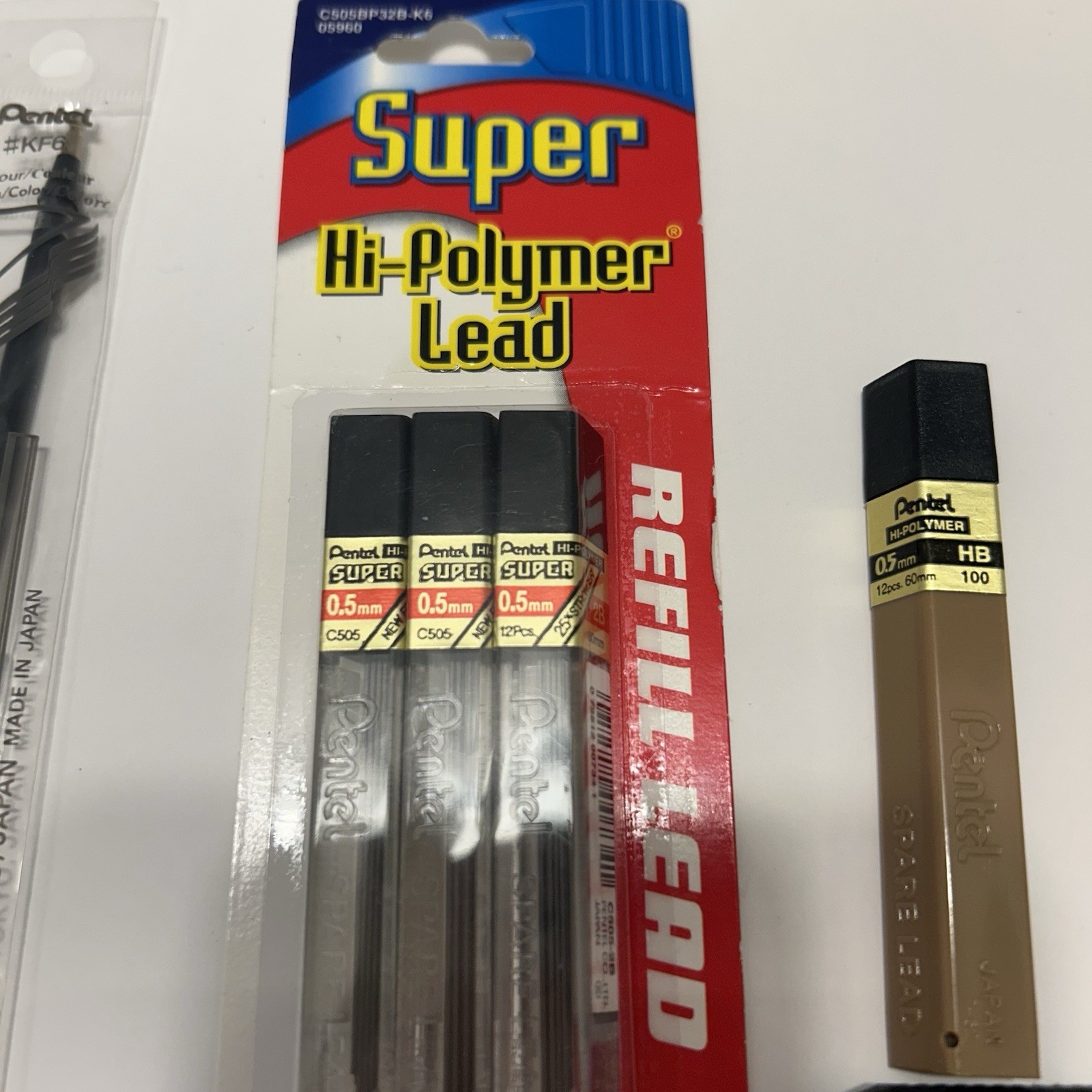 Pentel Lead Refills 0.5mm Hybrid K100 Twist Erase & Clic Eraser Vtg Japan Lot
