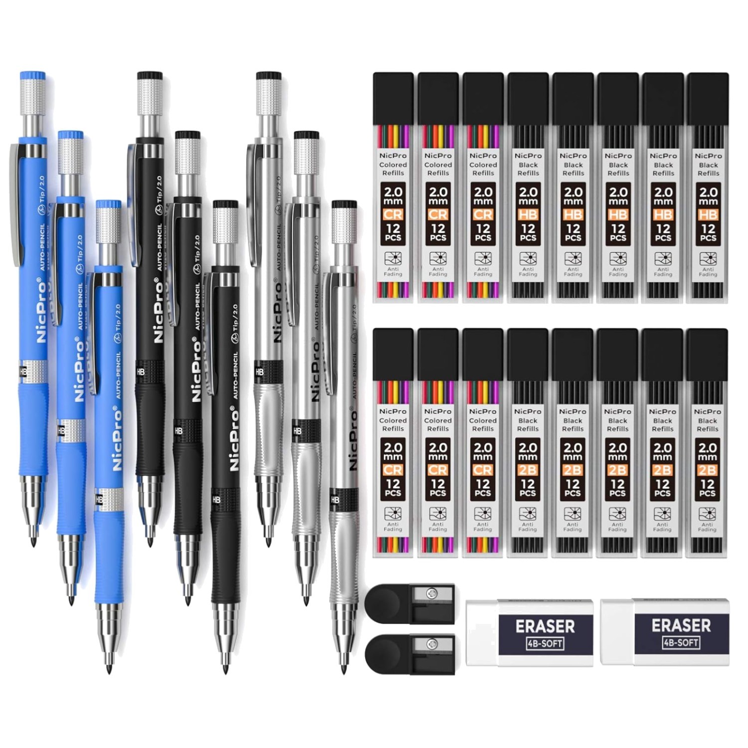 29-Piece Mechanical Pencil Set with Graphite & Color Lead Refills for Drawing…
