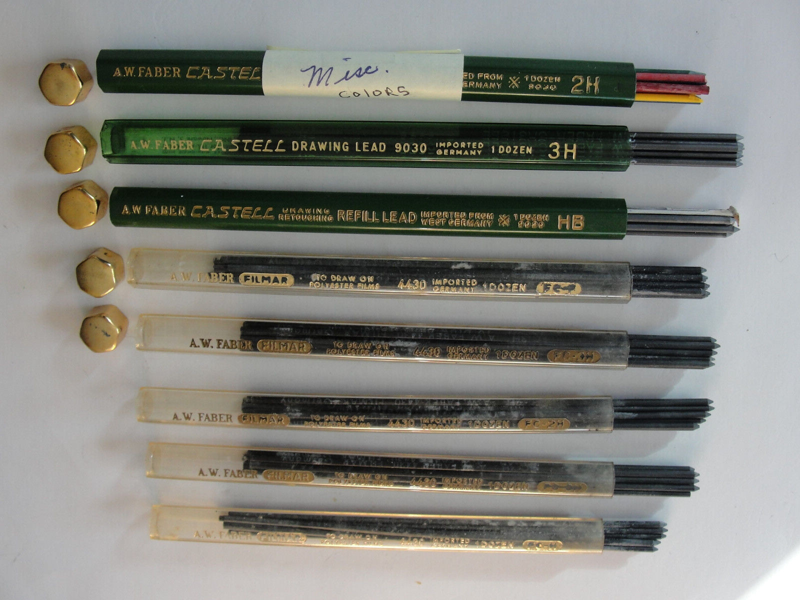 A W Faber Castell 8 Tubes Of Various Drafting Leads