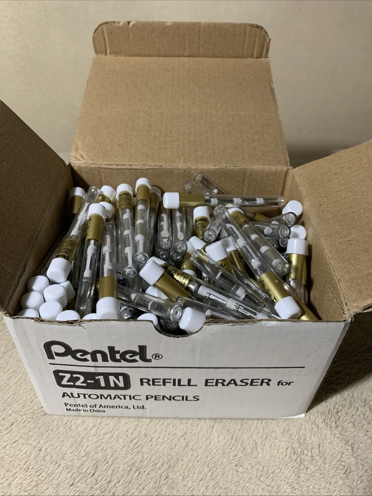 Pentel Mechanical Pencil Eraser Refills, Z2-1N, Box of 144 Tubes, (4 In Each)