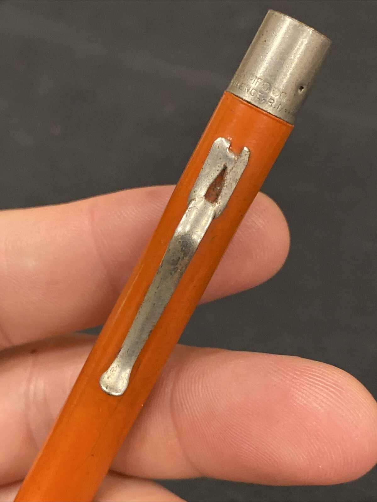 VTG Blue and Silver Welsh Mfg Co Working Mechanical Pencil Antique ORANGE AS IS*