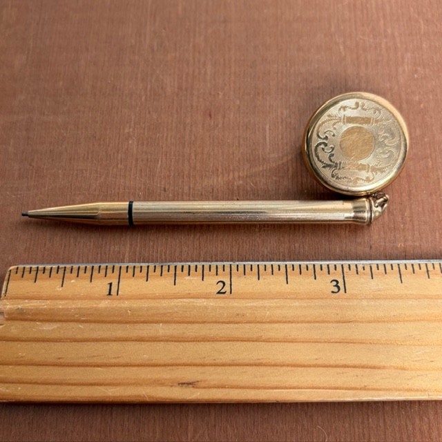 Vintage Ballou & Boss Retractable Pencil Brooch Pin Cross Mechanical Pencil Gold