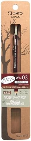 OHTO WN02 Wooden Mechanical Pencil, 0.5mm Fine 1 Count (Pack of 1), Dark Red