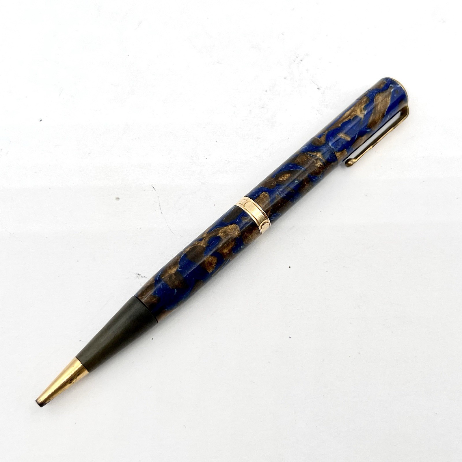 Waterman Lady Patricia Mechanical Pencil 4.25″ 1.1mm Blue Bronze Gold Trim