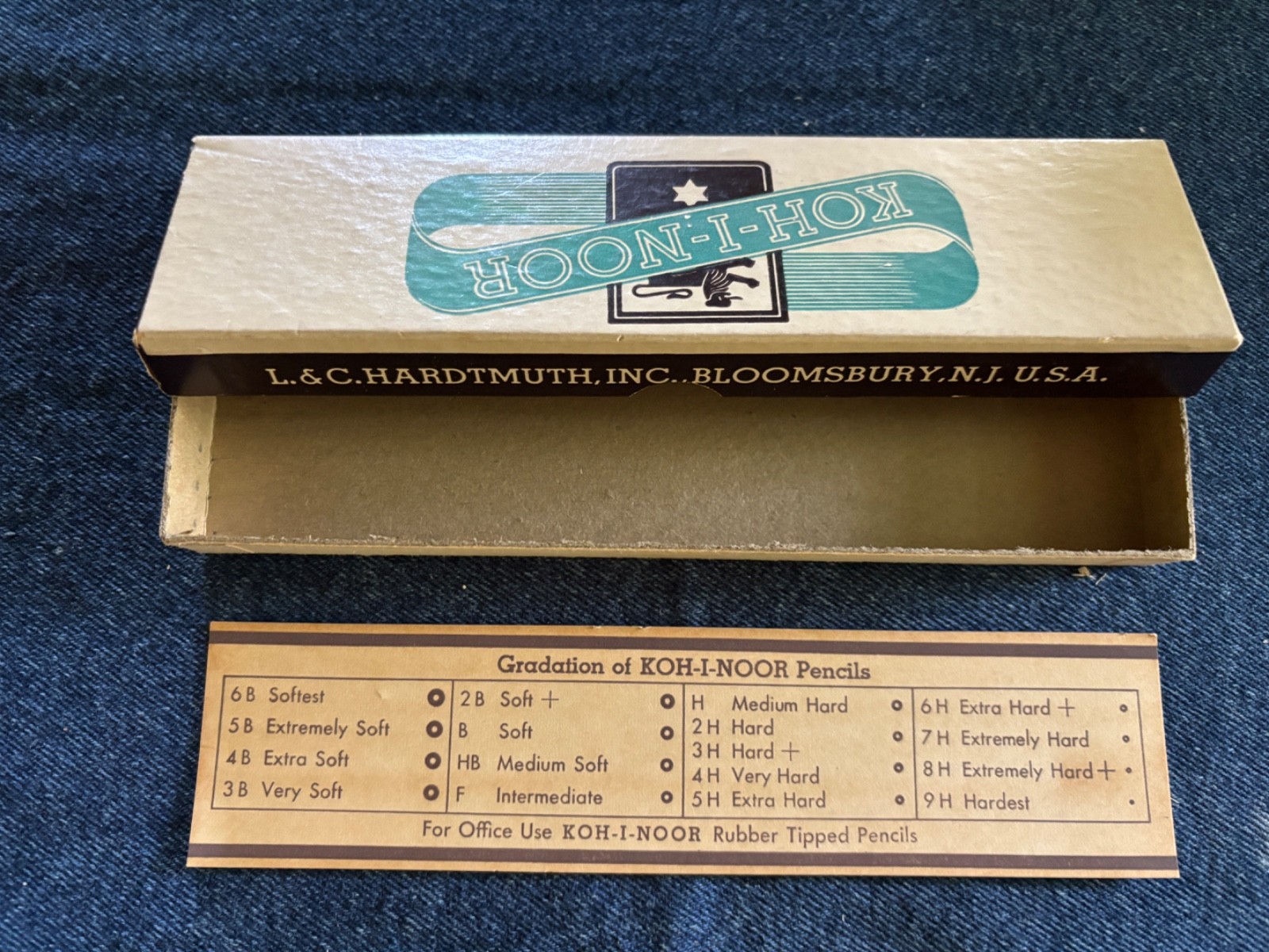 Vtg KOH-I-NOOR 1500 Box of 12, Made in USA H super resin bond~HB~3H~4H Super
