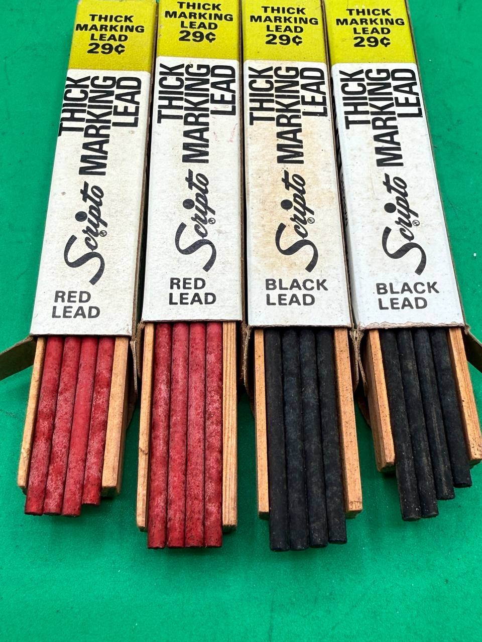Lot 4 Vintage Scripto Thick Marking Lead No. G920 Red & Black Boxes RE