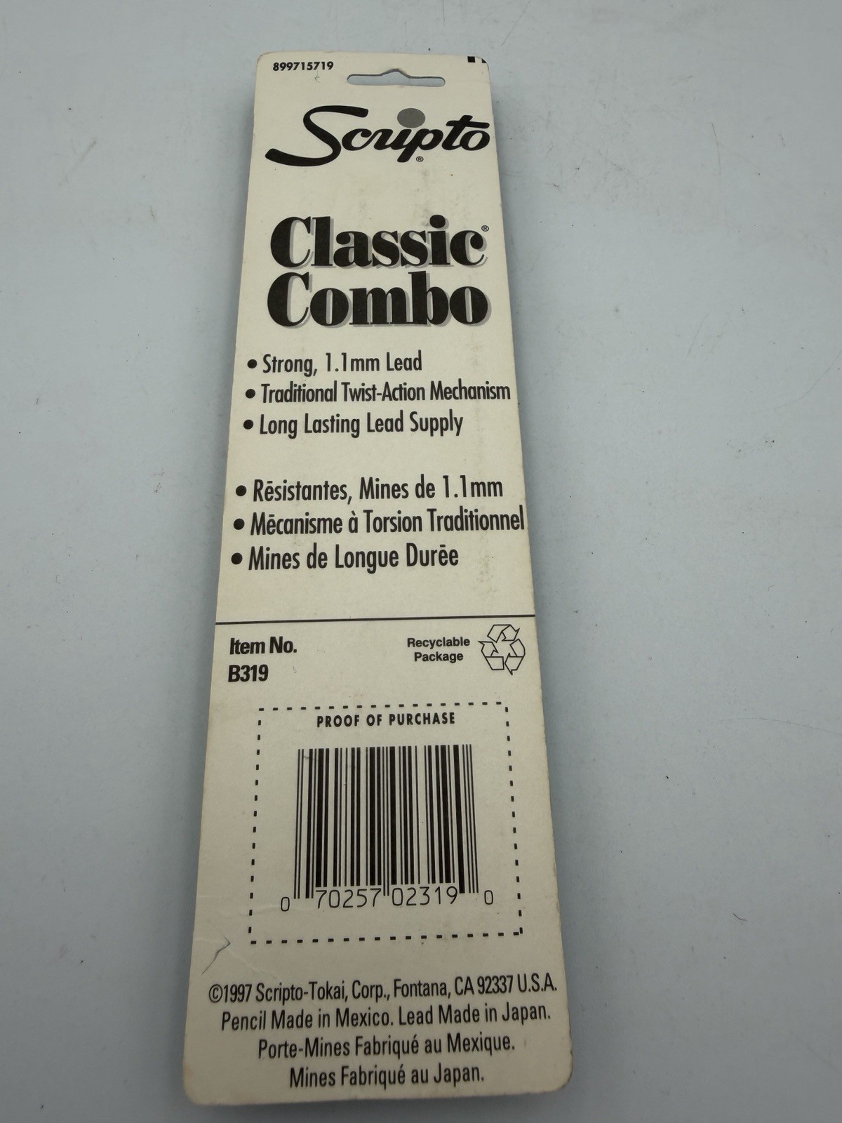 NEW SCRIPTO Classic Combo Vintage 1997 Mechanical Twist Pencil Long Lead Blue