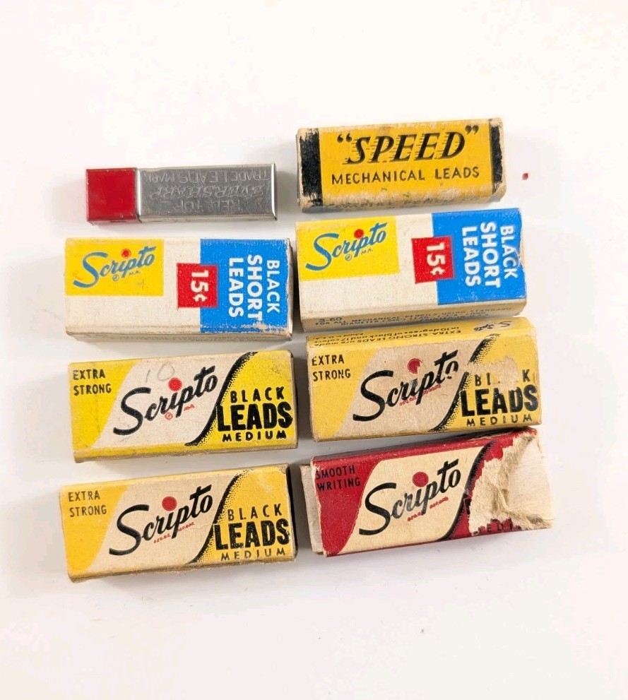 Mixed Lot Vtg Mechanical Pencil Leads & Erasers Scripto Belmont Thinrite